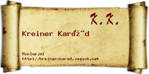 Kreiner Karád névjegykártya